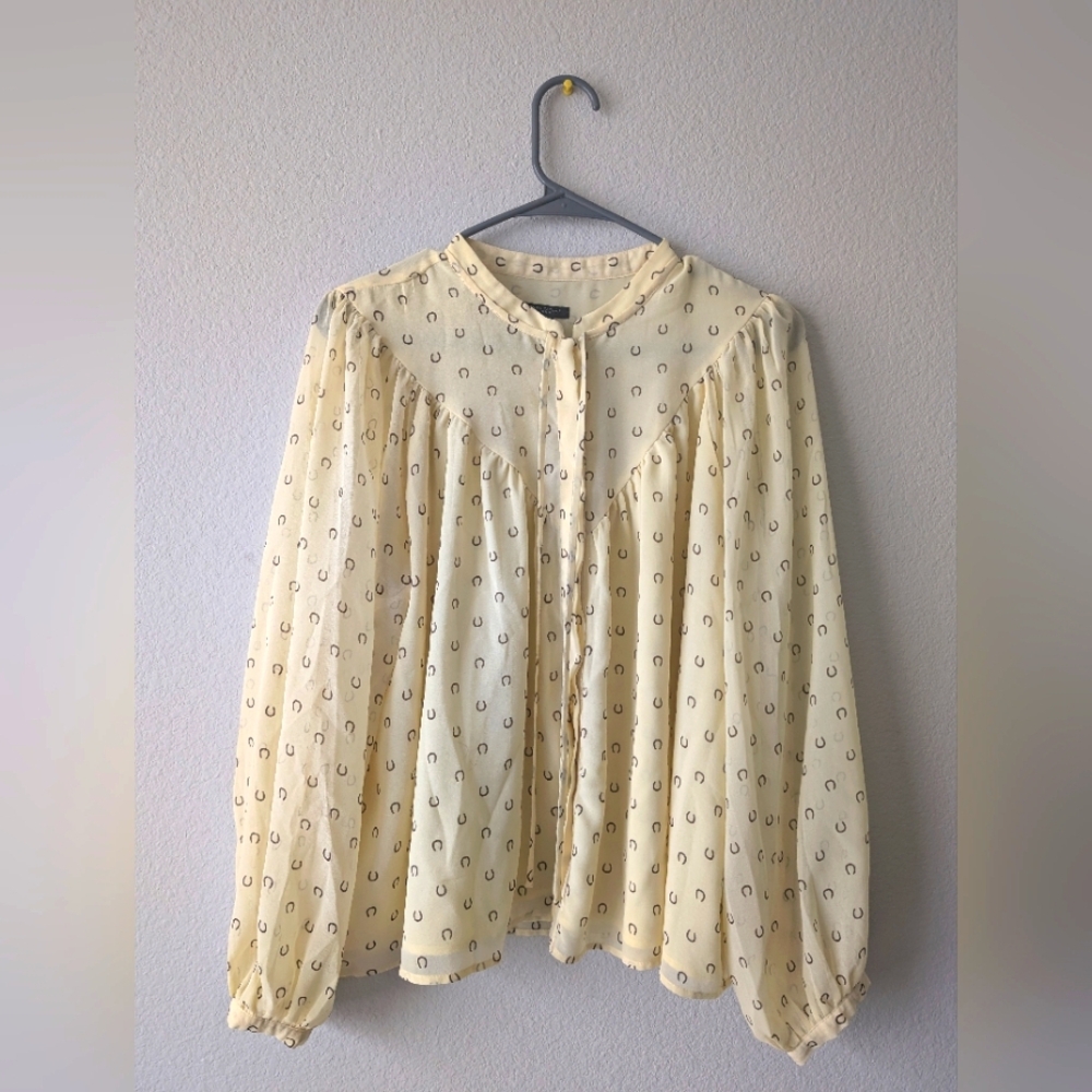 Ann Taylor Blouse Lemon Yellow (Large Petite)